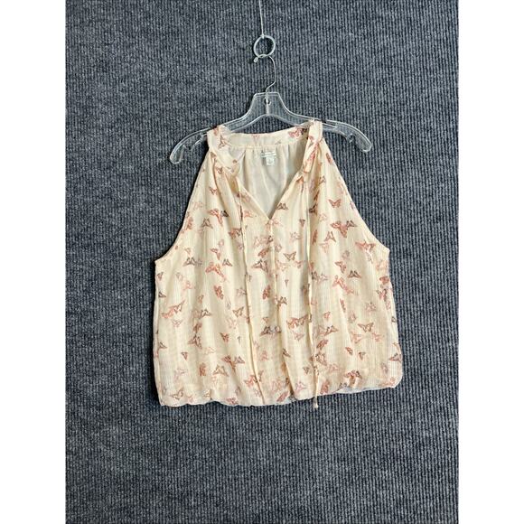 Cato Womens Blouse Size Large Pink Butterfly Print Sleeveless Boho Romantic - Picture 1 of 10